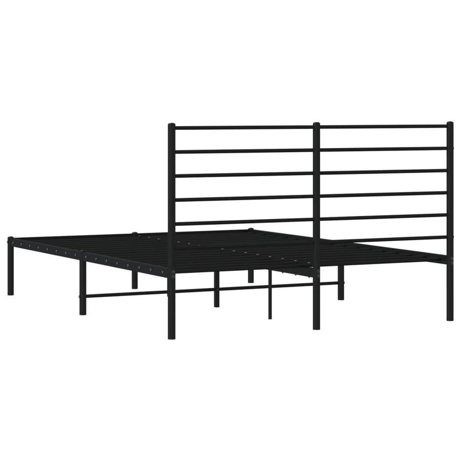 Bedframe Metaal 140 x 200 cm Zwart met hoofdbord