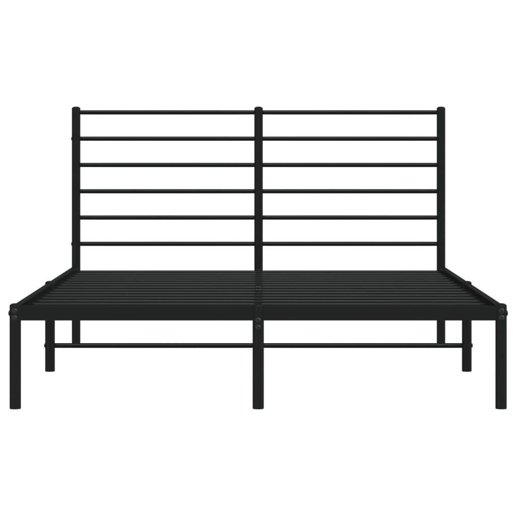 Bedframe Metaal 150 x 200 cm Zwart met hoofdbord