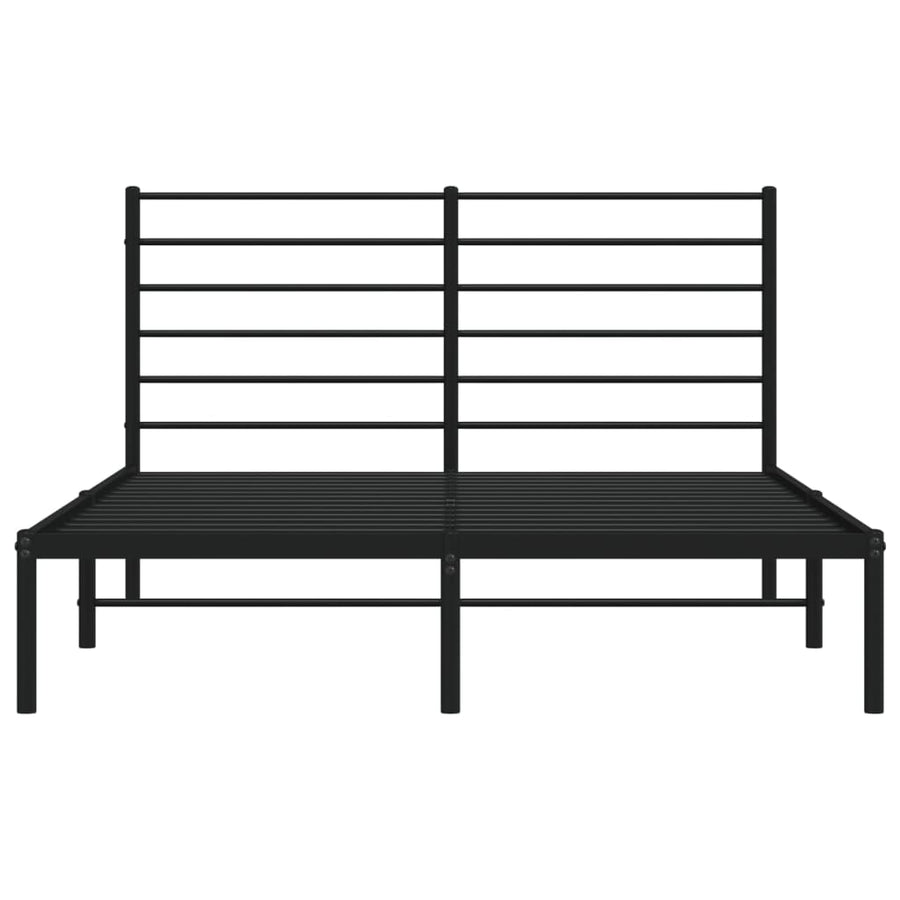 Bedframe Metaal 150 x 200 cm Zwart met hoofdbord