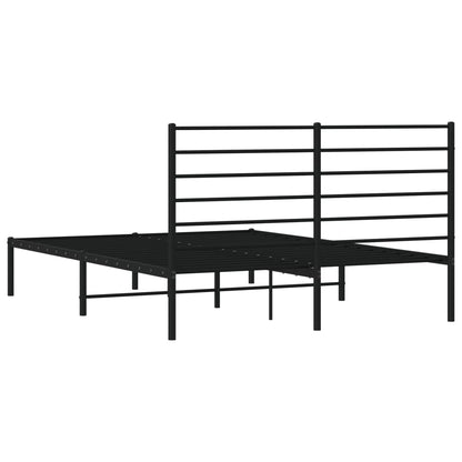 Bedframe Metaal 150 x 200 cm Zwart met hoofdbord