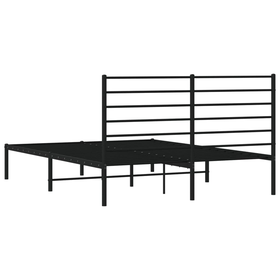 Bedframe Metaal 150 x 200 cm Zwart met hoofdbord
