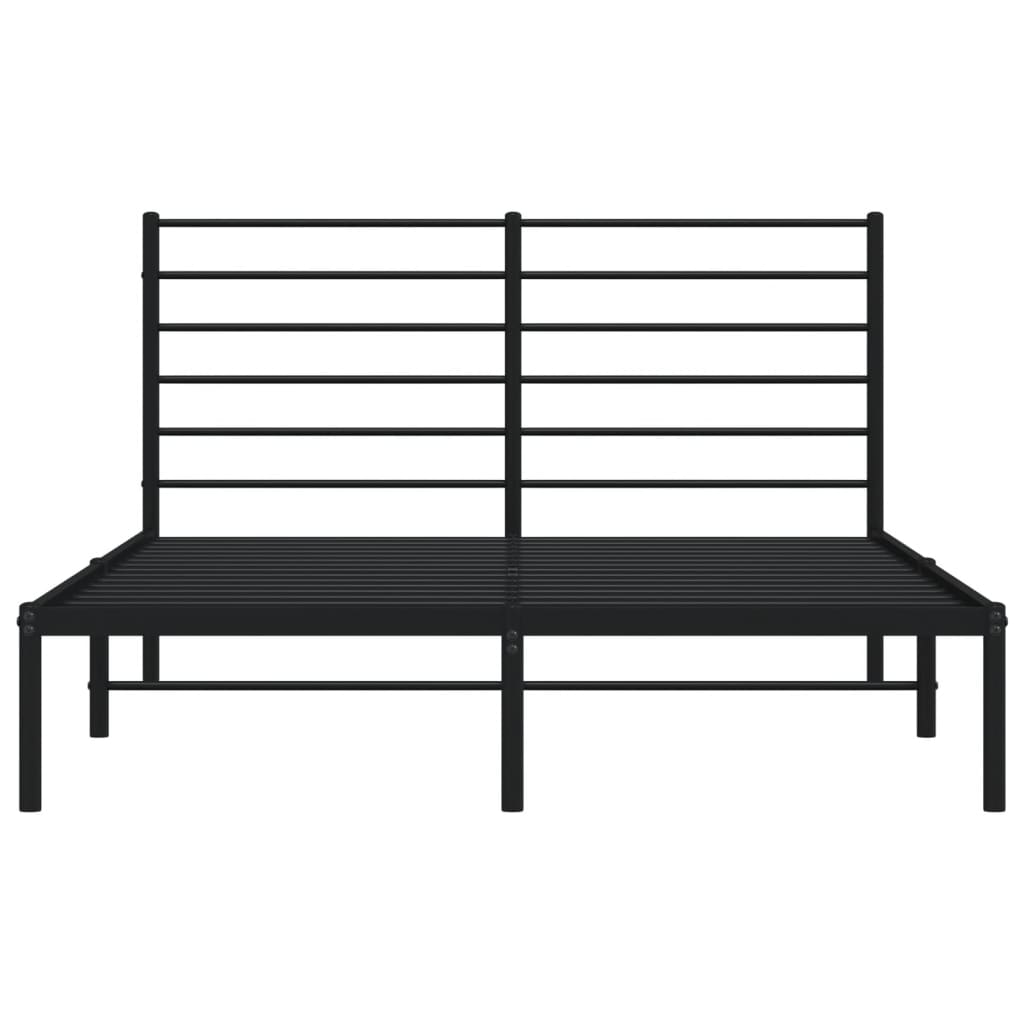 Bedframe Metaal 160 x 200 cm Zwart met hoofdbord