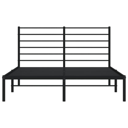 Bedframe Metaal 160 x 200 cm Zwart met hoofdbord