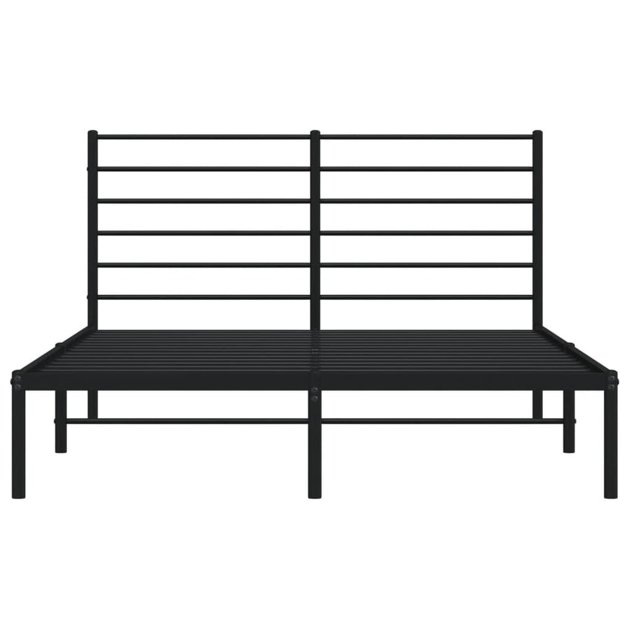 Bedframe Metaal 160 x 200 cm Zwart met hoofdbord