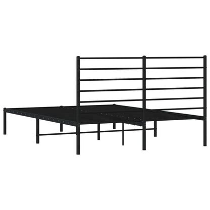 Bedframe Metaal 160 x 200 cm Zwart met hoofdbord