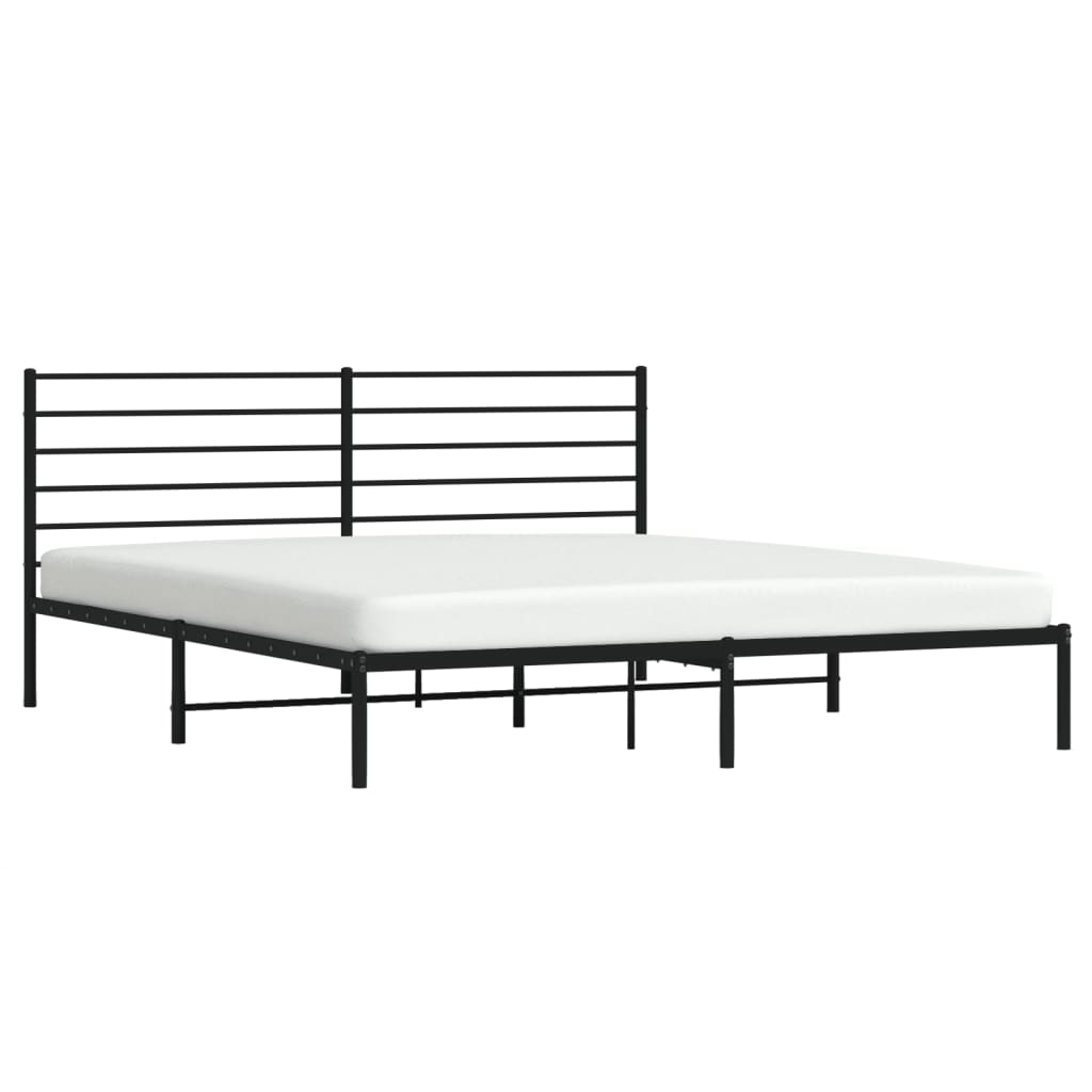 Bedframe Metaal 183 x 213 cm Zwart met hoofdbord
