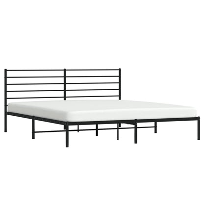 Bedframe Metaal 183 x 213 cm Zwart met hoofdbord