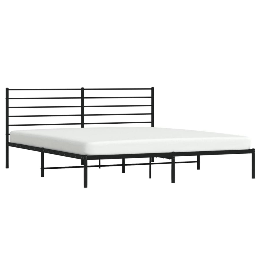 Bedframe Metaal 183 x 213 cm Zwart met hoofdbord