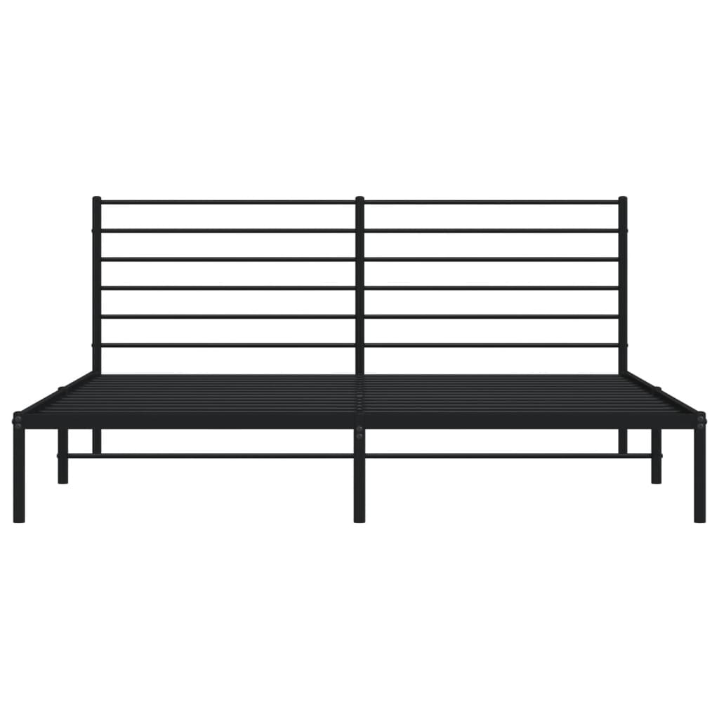 Bedframe Metaal 183 x 213 cm Zwart met hoofdbord