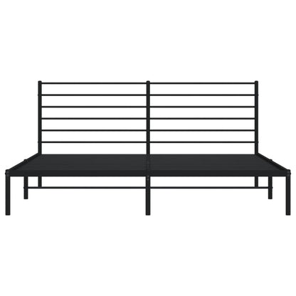 Bedframe Metaal 183 x 213 cm Zwart met hoofdbord