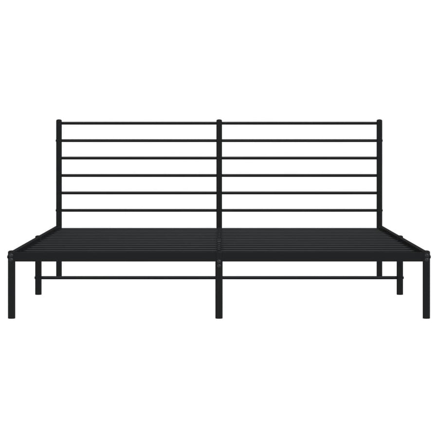 Bedframe Metaal 183 x 213 cm Zwart met hoofdbord