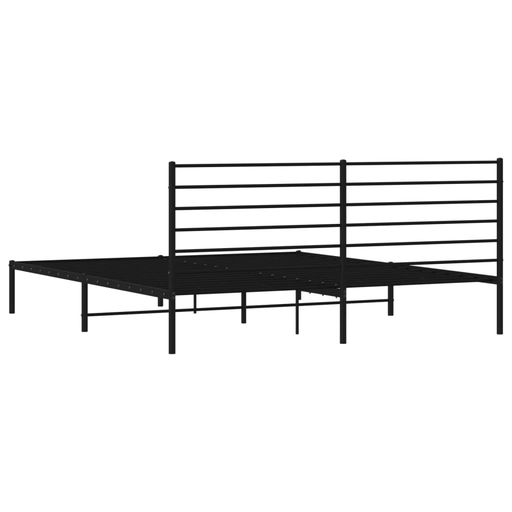 Bedframe Metaal 183 x 213 cm Zwart met hoofdbord