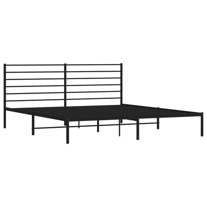 Bedframe Metaal 193 x 203 cm Zwart met hoofdbord