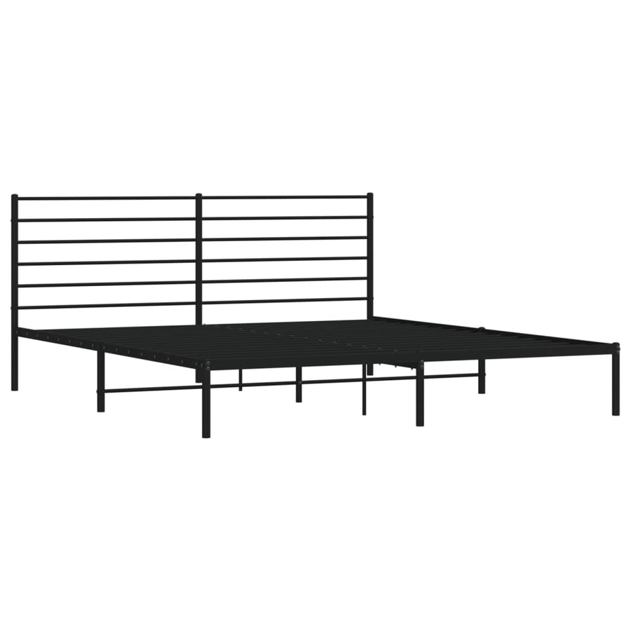 Bedframe Metaal 193 x 203 cm Zwart met hoofdbord