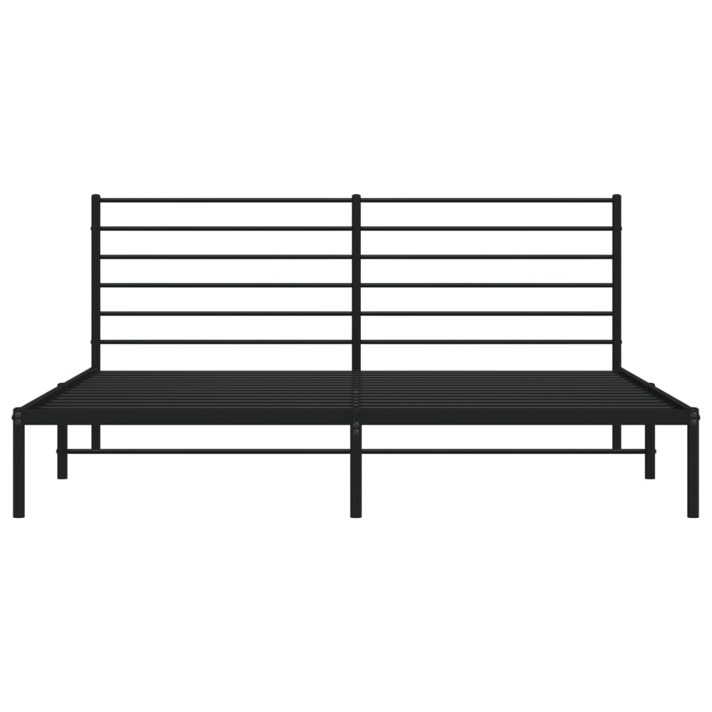 Bedframe Metaal 193 x 203 cm Zwart met hoofdbord