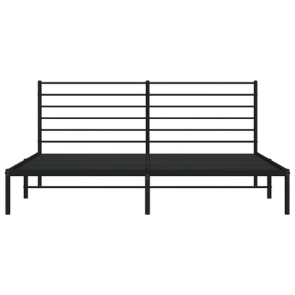 Bedframe Metaal 193 x 203 cm Zwart met hoofdbord
