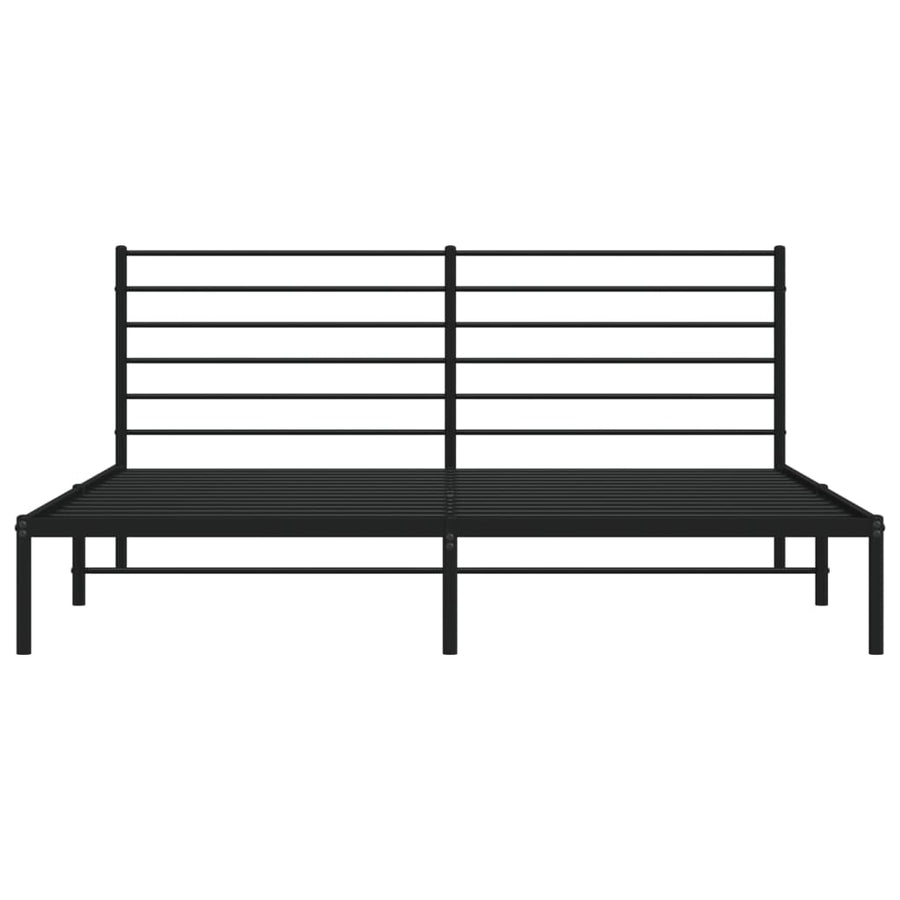 Bedframe Metaal 193 x 203 cm Zwart met hoofdbord