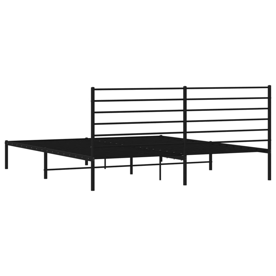Bedframe Metaal 193 x 203 cm Zwart met hoofdbord