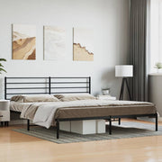 Bedframe metaal zwart 193x203 cm met hoofdbord
