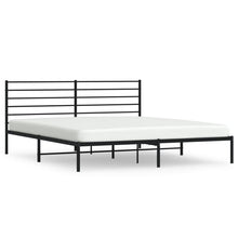 Bedframe Metaal 200 x 200 cm Zwart met hoofdbord