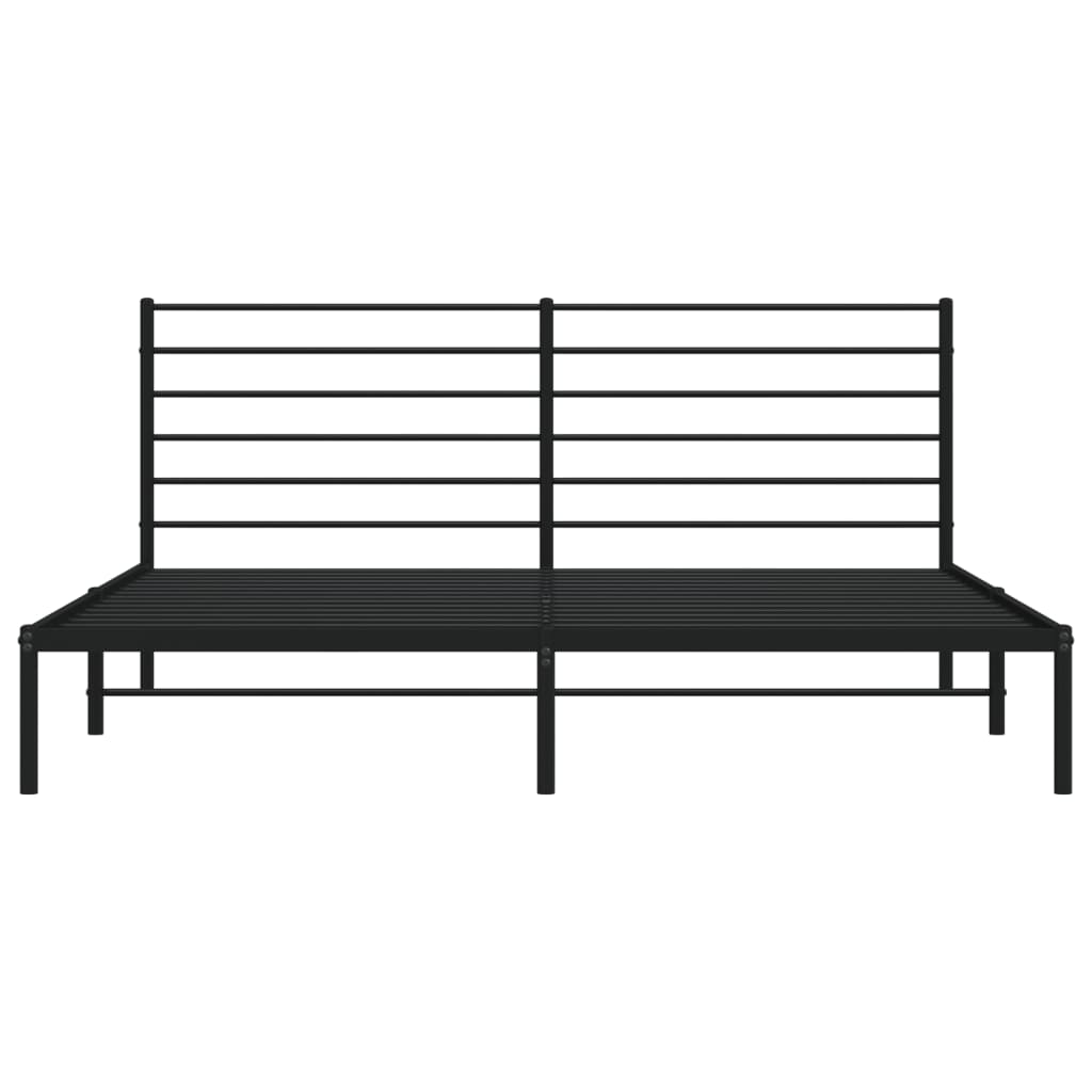 Bedframe Metaal 200 x 200 cm Zwart met hoofdbord