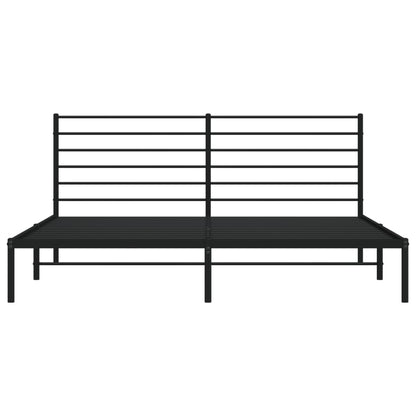 Bedframe Metaal 200 x 200 cm Zwart met hoofdbord