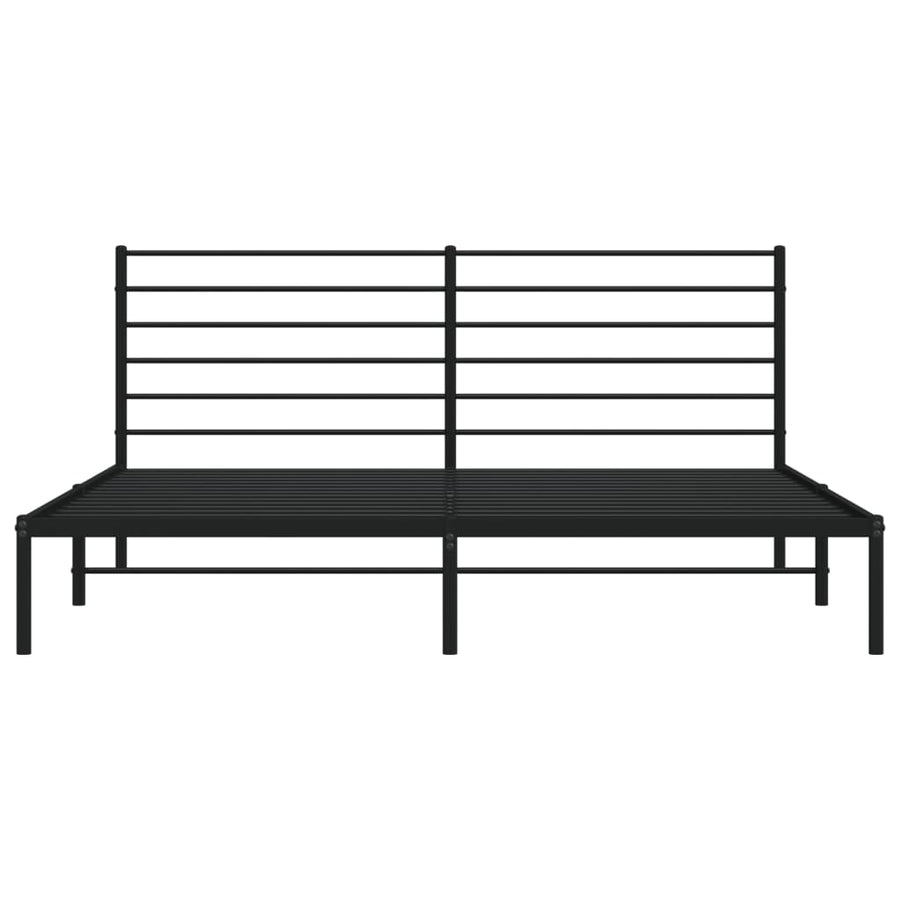 Bedframe Metaal 200 x 200 cm Zwart met hoofdbord
