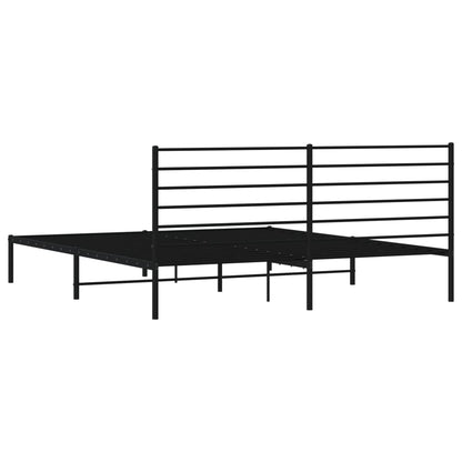 Bedframe Metaal 200 x 200 cm Zwart met hoofdbord