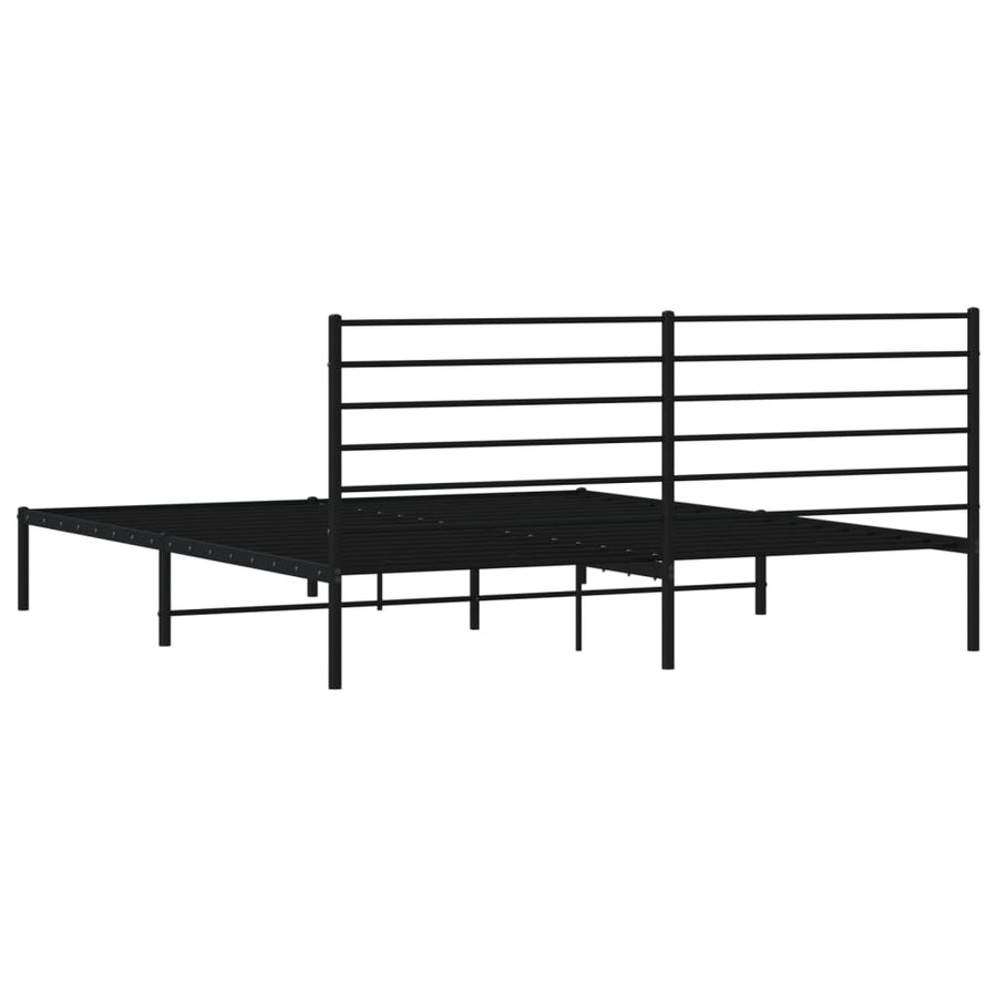 Bedframe Metaal 200 x 200 cm Zwart met hoofdbord