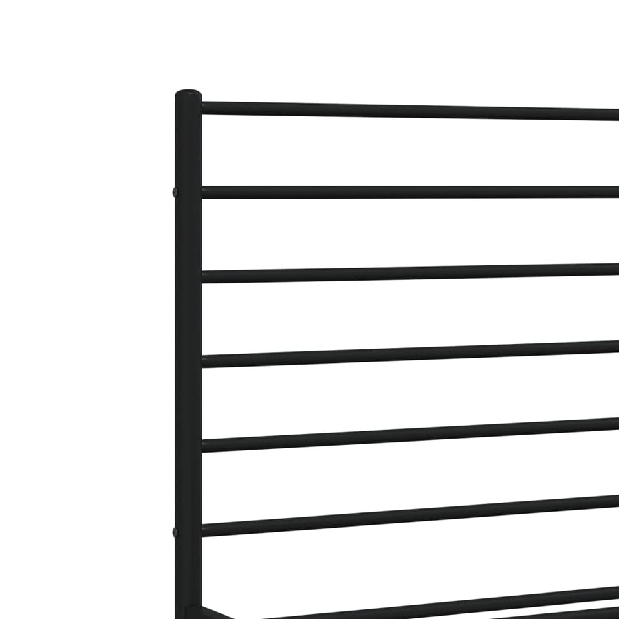 Bedframe Metaal 200 x 200 cm Zwart met hoofdbord