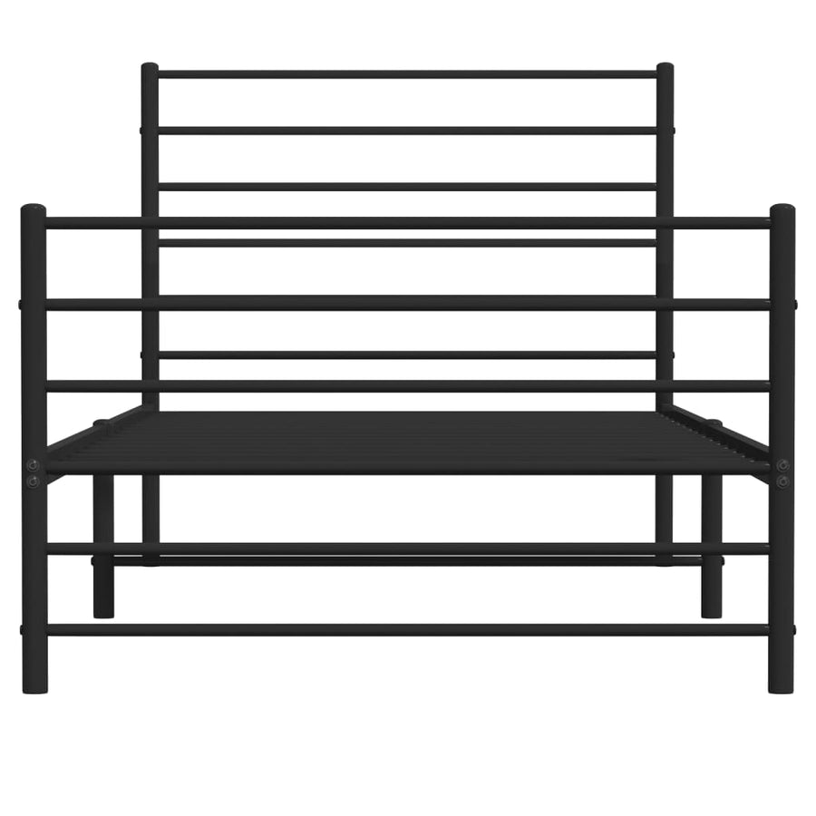 Bedframe Met Hoofd- En Voeteneinde Metaal 80 x 200 cm Zwart met hoofdbord & voetbord