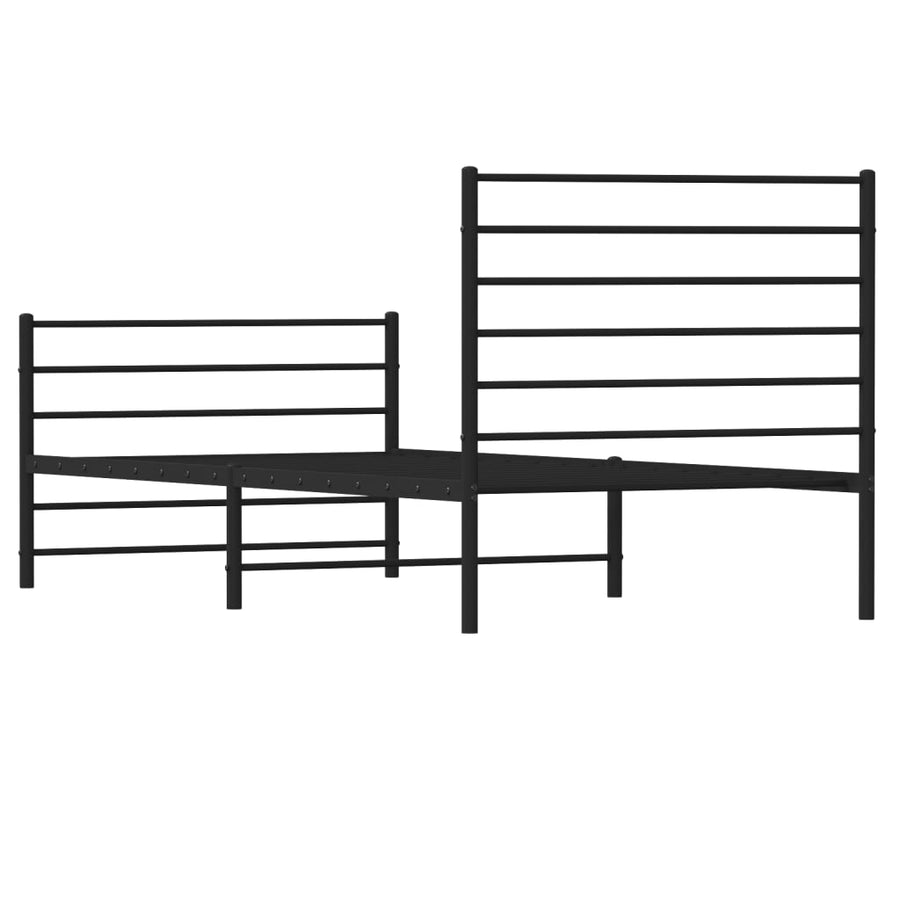 Bedframe Met Hoofd- En Voeteneinde Metaal 80 x 200 cm Zwart met hoofdbord & voetbord