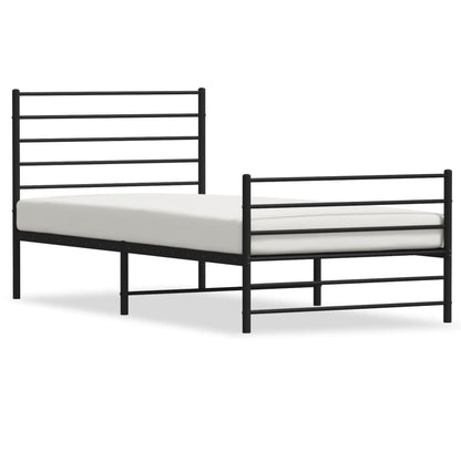 Bedframe Met Hoofd- En Voeteneinde Metaal 90 x 190 cm Zwart met hoofdbord & voetbord