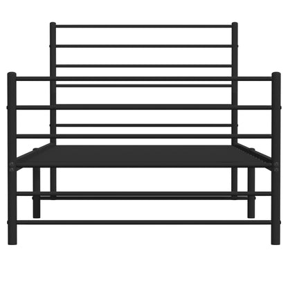 Bedframe Met Hoofd- En Voeteneinde Metaal 90 x 200 cm Zwart met hoofdbord & voetbord