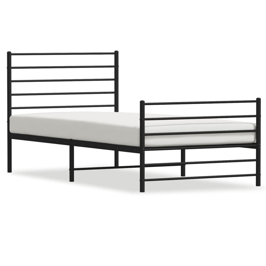 Bedframe Met Hoofd- En Voeteneinde Metaal 100 x 190 cm Zwart met hoofdbord & voetbord