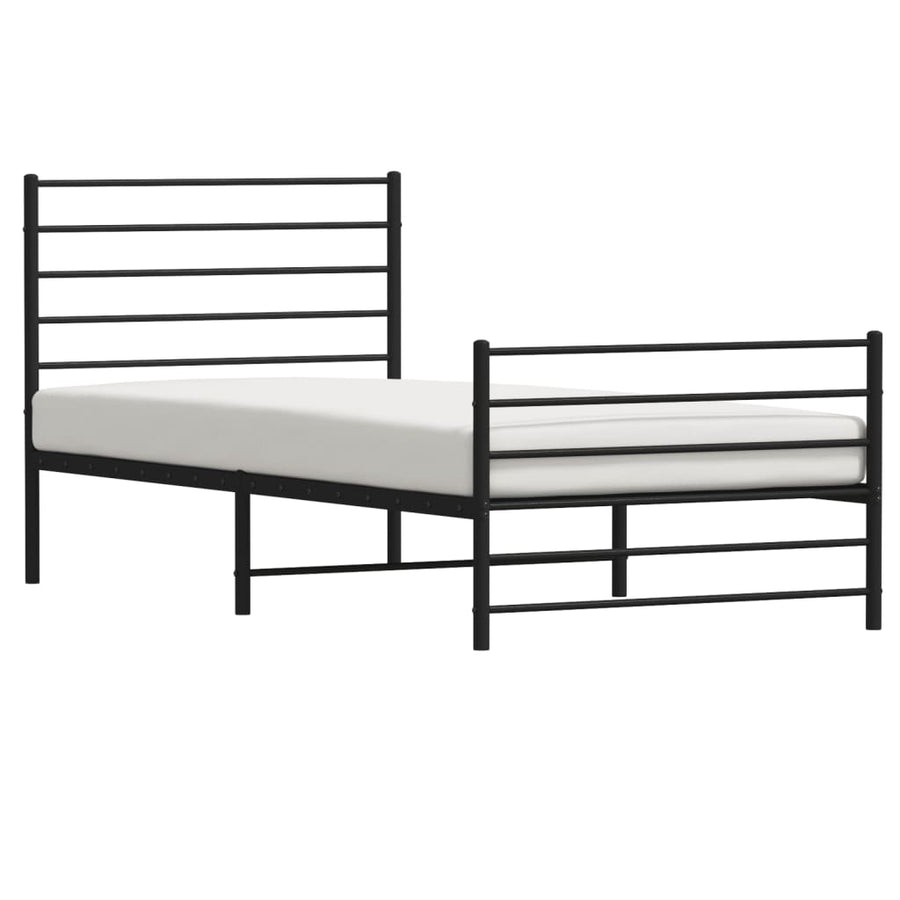 Bedframe Met Hoofd- En Voeteneinde Metaal 100 x 190 cm Zwart met hoofdbord & voetbord
