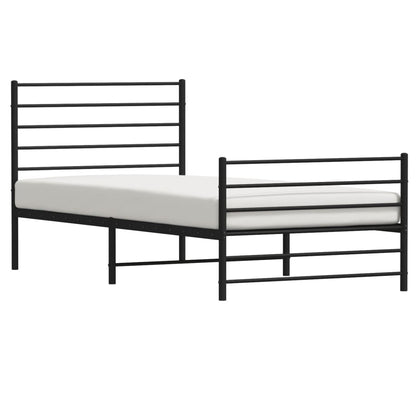 Bedframe Met Hoofd- En Voeteneinde Metaal 100 x 200 cm Zwart met hoofdbord & voetbord