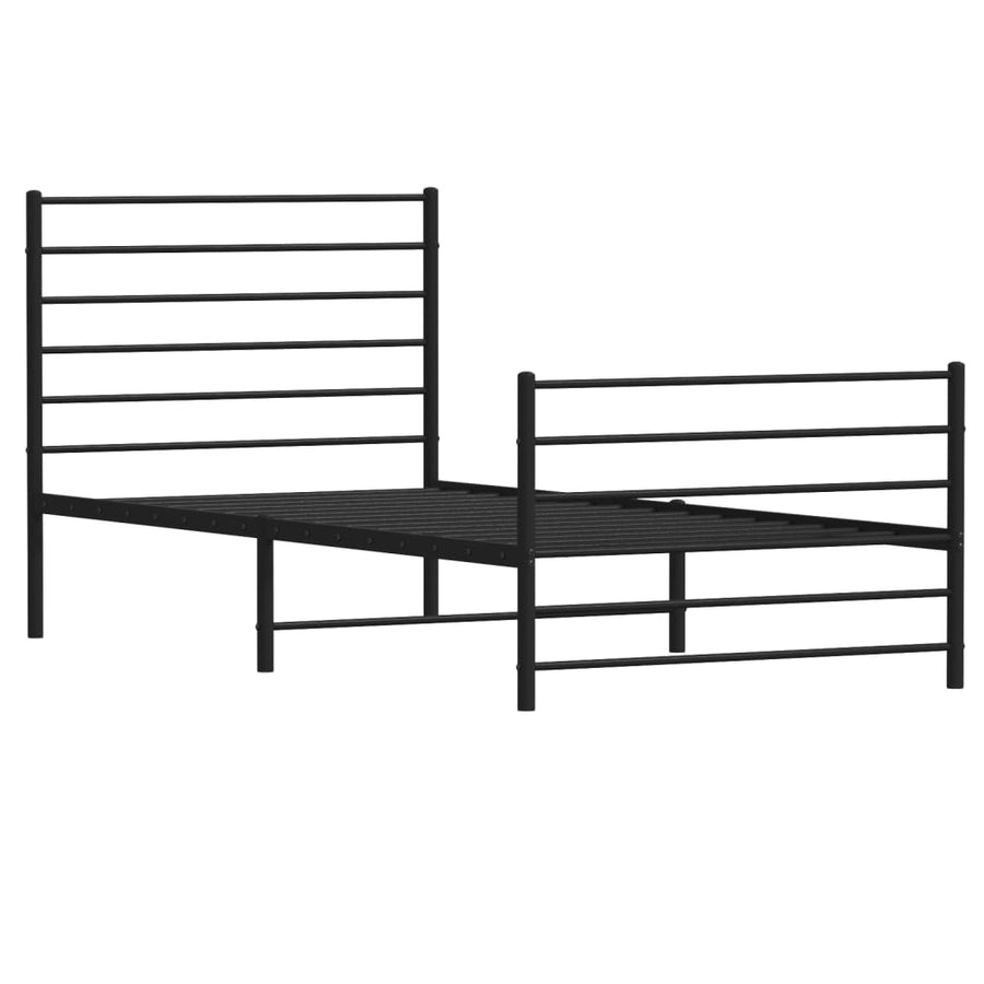 Bedframe Met Hoofd- En Voeteneinde Metaal 100 x 200 cm Zwart met hoofdbord & voetbord