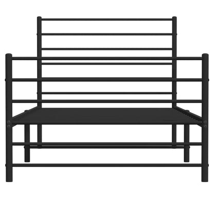 Bedframe Met Hoofd- En Voeteneinde Metaal 100 x 200 cm Zwart met hoofdbord & voetbord