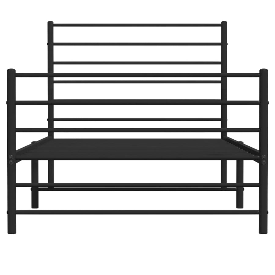 Bedframe Met Hoofd- En Voeteneinde Metaal 100 x 200 cm Zwart met hoofdbord & voetbord