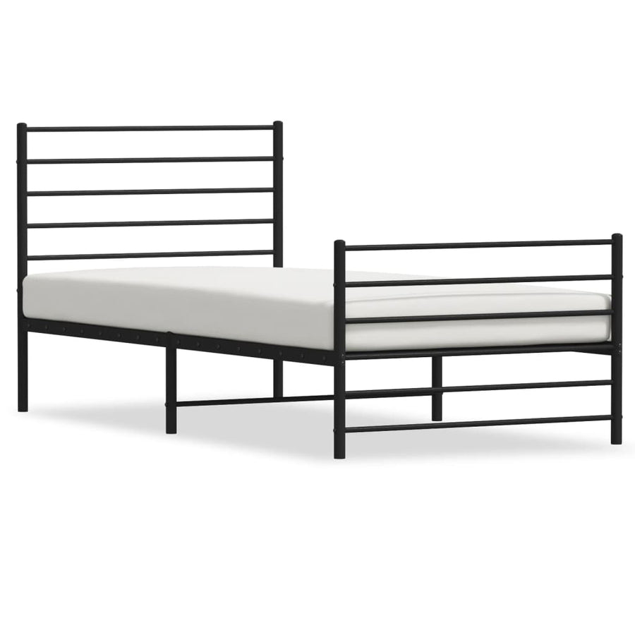 Bedframe Met Hoofd- En Voeteneinde Metaal 107 x 203 cm Zwart met hoofdbord & voetbord