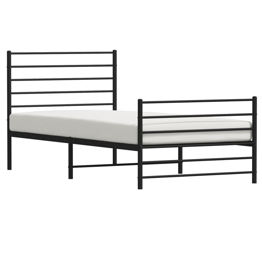 Bedframe Met Hoofd- En Voeteneinde Metaal 107 x 203 cm Zwart met hoofdbord & voetbord