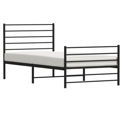 Bedframe Met Hoofd- En Voeteneinde Metaal 107 x 203 cm Zwart met hoofdbord & voetbord