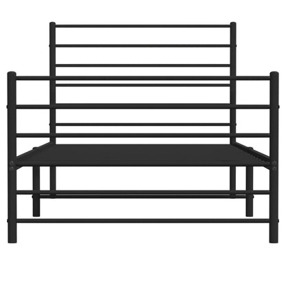 Bedframe Met Hoofd- En Voeteneinde Metaal 107 x 203 cm Zwart met hoofdbord & voetbord