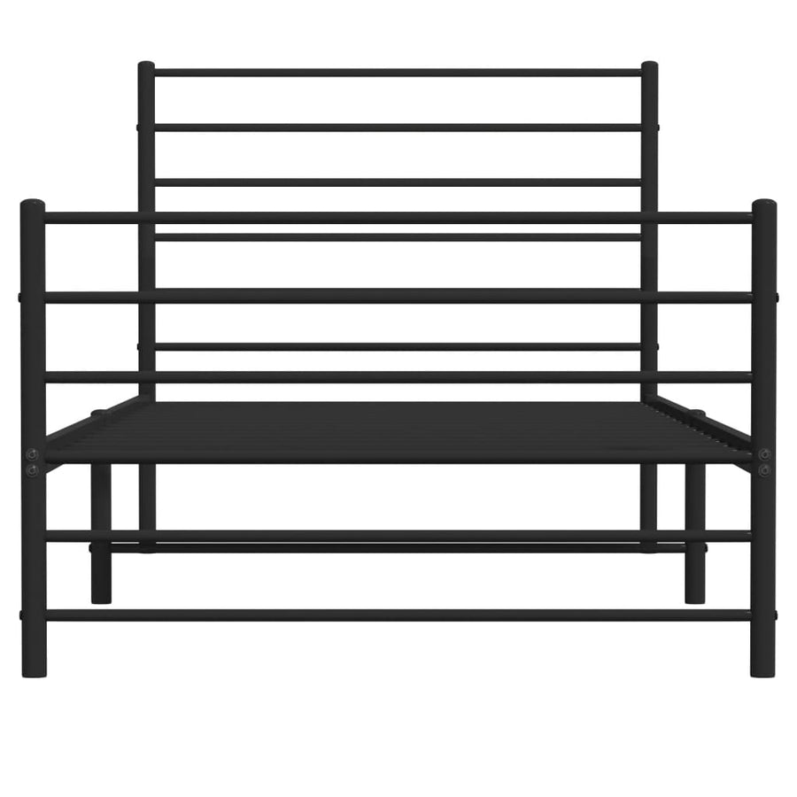 Bedframe Met Hoofd- En Voeteneinde Metaal 107 x 203 cm Zwart met hoofdbord & voetbord