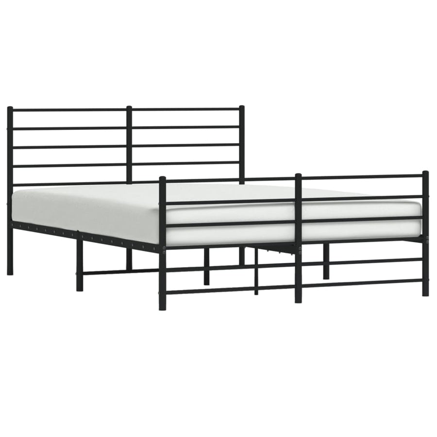 Bedframe Met Hoofd- En Voeteneinde Metaal 120 x 190 cm Zwart met hoofdbord & voetbord