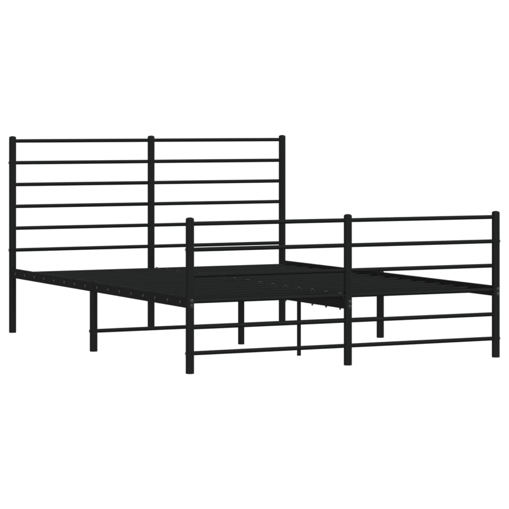 Bedframe Met Hoofd- En Voeteneinde Metaal 120 x 190 cm Zwart met hoofdbord & voetbord