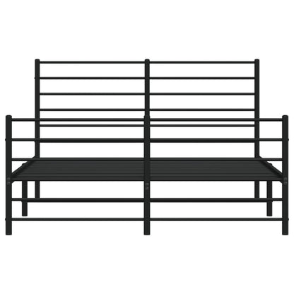 Bedframe Met Hoofd- En Voeteneinde Metaal 120 x 190 cm Zwart met hoofdbord & voetbord