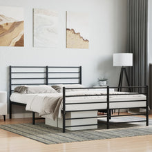 Bedframe Met Hoofd- En Voeteneinde Metaal 120 x 190 cm Zwart met hoofdbord & voetbord