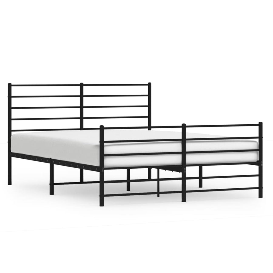 Bedframe Met Hoofd- En Voeteneinde Metaal 120 x 200 cm Zwart met hoofdbord & voetbord